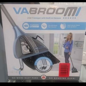 Blue and Black Sweeper Broom with Built-In Dustpan.  Vabroom.  New